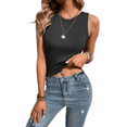 thumbnail image 1 of Womens Solid Round Neck Ribbed Summer Tank Top Sleeveless Racerback Cropped Basic Camisole Shirt Top(GY-L), 1 of 5