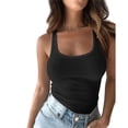 thumbnail image 1 of Womens Solid Scoop Neck Tank Top Summer Sleeveless Ribbed Tee, 1 of 4