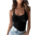 thumbnail image 1 of Womens Solid Scoop Neck Tank Top Summer Sleeveless Ribbed Tee, 1 of 5