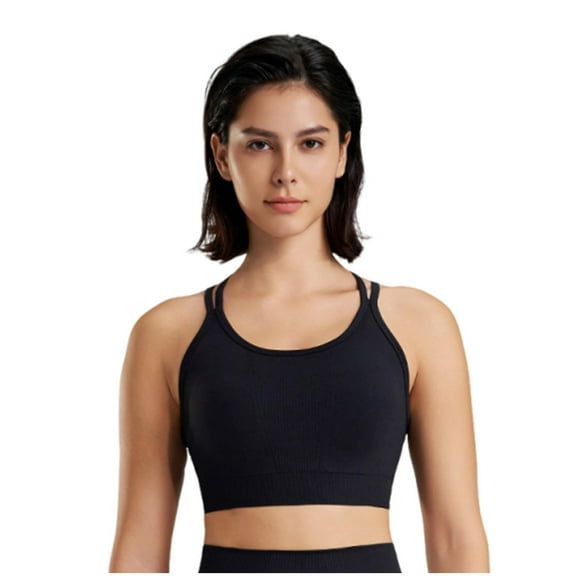 Womens Solid Seamless Bra Sport Yoga Crop Tank Tops Wireless Breathable Brassiere Slim Fit Underwear Supportive Workout Bras
