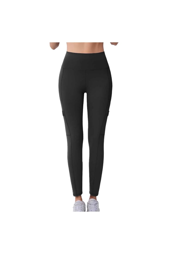 Womens Solid Side Pocket High Waist Yoga Pants Stretchy Workout Leggings for Running Gym Training and Fitness