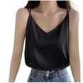 thumbnail image 1 of Womens Solid Silk Satin Camisole V Neck Spaghetti Strap Sleeveless Cross Back Blouse Casual Summer Cami Shirt Summer Going Out Smoothing Soft Tops, 1 of 4