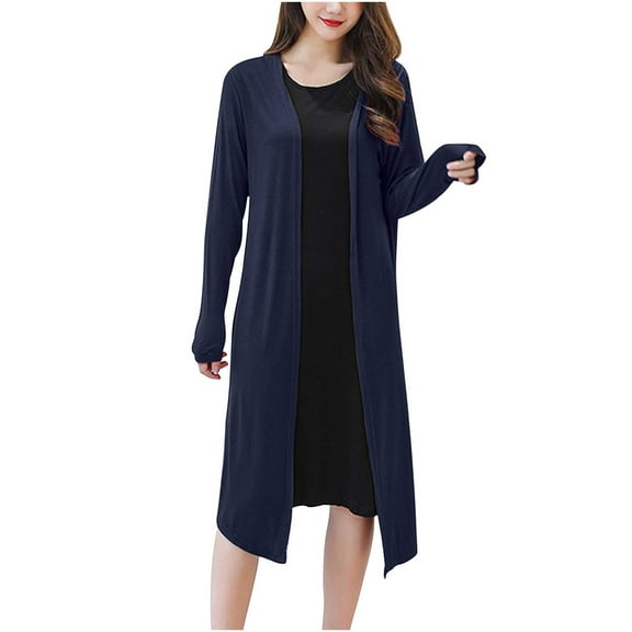 Womens Solid Soft Stretch Cardigan Trendy Lightweight Fall Clothes Duster Cardigans Long Sleeve Open Front Outerwear