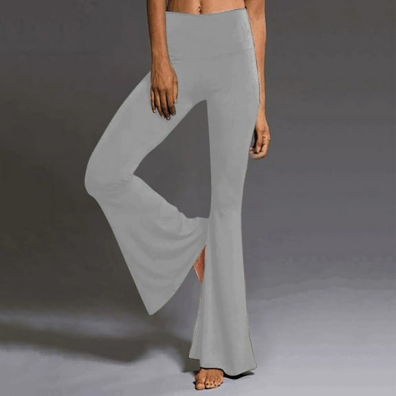 Womens Solid Sport Length Full Casual Pants Flare Leg High Waist Trousers Women's Pants Suit Casual Womens Pants Casual Petite Women's Pants Casual plus Size Dress Pants for Women Business Casual Long