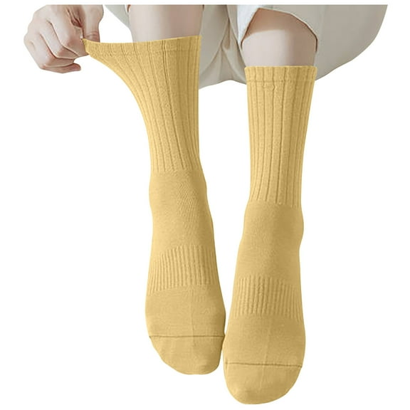 Womens Solid Stripe Mid Crew Socks