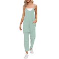 thumbnail image 1 of Womens Solid Suspenders Casual Pants Jumpsuit Casual Pocket Jumpsuit Short Summer Dress New Years Eve Jumpsuit Overall Gasket Prom Jumpsuits And Rompers for Juniors Sequin Full Body Rompers Stylish, 1 of 7