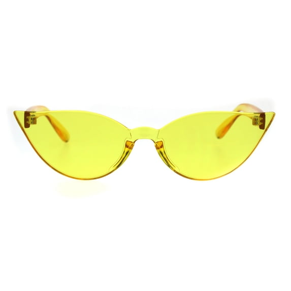 Womens Solid Thick Flat Panel Rimless Cat Eye Pop Color Sunglasses — free download