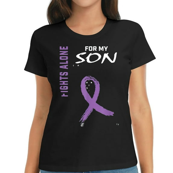 Womens Son Pancreatic Cancer Awareness Flag Products Gifts Clothes T-Shirt Black 2X-Large