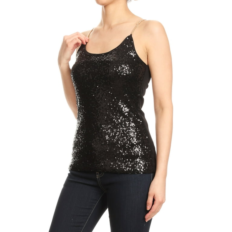 theredthread S fur sequins camisole 黒 THEREDTHREAD / ザレッドスレッド】S fur sequins camisole