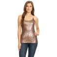 thumbnail image 1 of Womens Spaghetti Sequin Metal Chain Strap Camisole Tank Top, 1 of 6