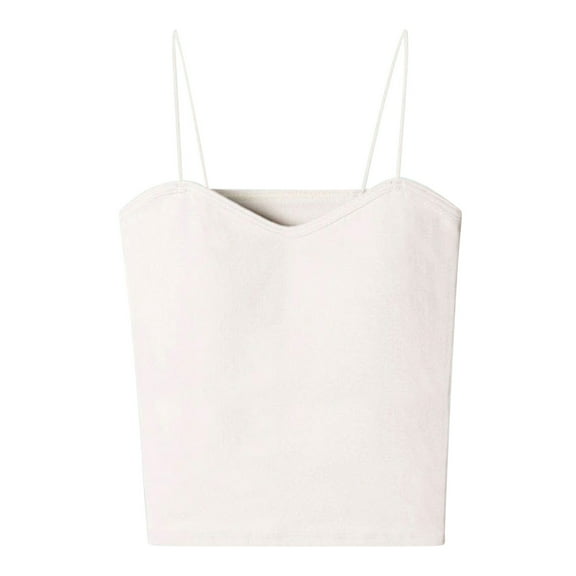 Womens Spaghetti Strap Camisole Tops Built in Bra Seamless Padded Sleeveless Cross Back Sexy Crop Yoga Tanks Vest (Medium, White 02)