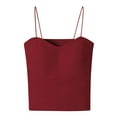 thumbnail image 1 of Womens Spaghetti Strap Camisole Tops Built in Bra Seamless Padded Sleeveless Cross Back Sexy Crop Yoga Tanks Vest (X-Large, Red), 1 of 3