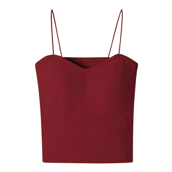 Womens Spaghetti Strap Camisole Tops Built in Bra Seamless Padded Sleeveless Cross Back Sexy Crop Yoga Tanks Vest (X-Large, Red)