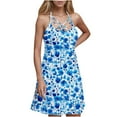 thumbnail image 1 of Womens Spaghetti Strap Floral Sundress Casual Summer A Line Mini Dress Lightweight Sleeveless Beach Dress Vacation, 1 of 5
