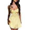 thumbnail image 1 of Womens Spaghetti Strap Mini Dress Summer Sleeveless Slim Fit Party A Line Dresses Yellow M, 1 of 9