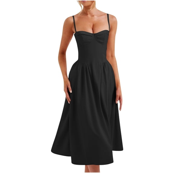 Womens Spaghetti Strap Slim Tunic Dresses Homecoming Dresses for Ladies Formal Date Night Evening Gowns Dressy Vintage Midi Summer Fall 2026 Clothing