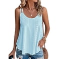 thumbnail image 1 of Womens Spaghetti Strap Tank Tops Eyelet Embroidery Flowy Shirts Crew Neck Sleeveless Tops Dressy Casual Flowy Summer Shirts, 1 of 3