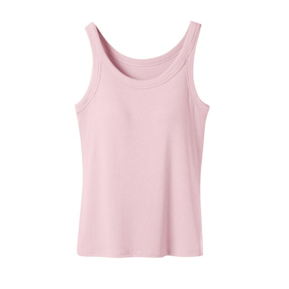 Womens Spaghetti Strap Tank Tops with Built in Bra, Basic Sleepwear Yoga Stretch Undershirts