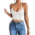 thumbnail image 1 of Womens Spaghetti Strap V-Neck Ribbed Tank Tops for Women 2025 Slim Fitted Soft Camisole Basic Layering Shirts White S, 1 of 7