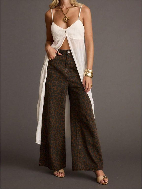 Womens Spaghetti Strap V-Neck Split Front Maxi Cami Top White 1 Pack