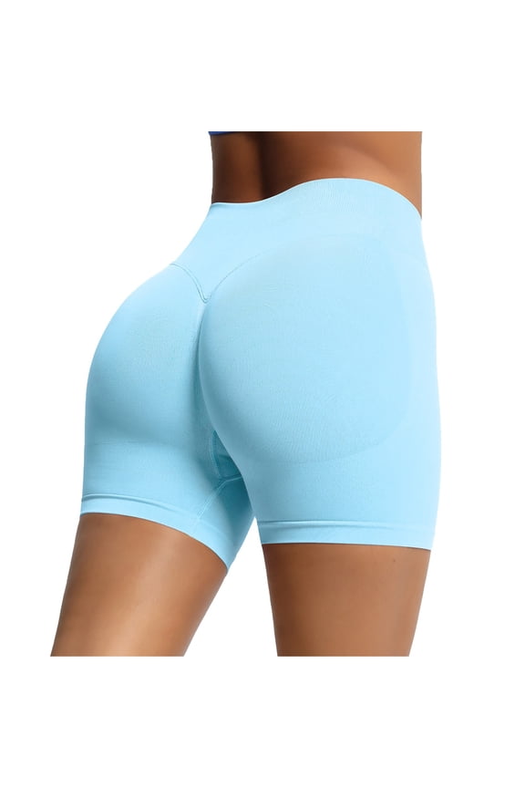 Womens Spandex Leggings Shorts High Rise Stretchy Workout Shorts Butt Lifting Soft Bike Shorts Yoga Gym Pants (2XL, Light Blue)