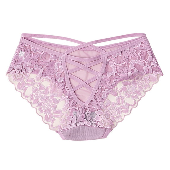 Womens Spandex Underwear Cotton Underwear for Women, Women's Sexy Solid Color Lace Cotton Crotch Interest Low Waist Thong Underwear