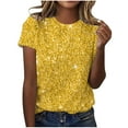 thumbnail image 1 of Womens Sparkle Print Short Sleeve T Shirts Round Neck Tops Dressy Casual Blouses Trendy Spring Summer Clothes, 1 of 3