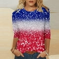 thumbnail image 1 of Womens Sparkle Sequin 3/4 Sleeve Top 2024 Spring Trendy Shirts Glitter Print Round Neck Tshirts Fashion Tunic Tops Deals of the Day, 1 of 5