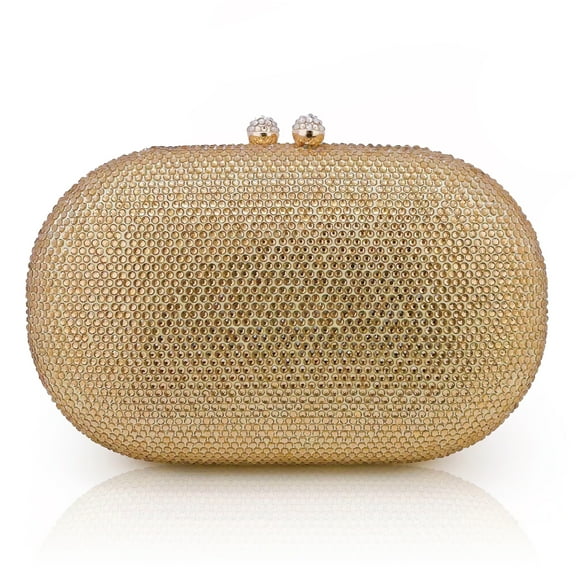 Womens Sparkling Evening Bag Ladies Girls Shiny Oval Rhinestones Crystal Handbag Clutches For Formal Gathering Party Purse