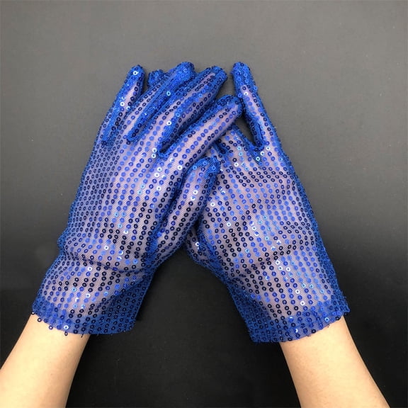 Womens Sparkling Sequin Dance Gloves Glitter Short Gloves Stage Performance Role Play Gloves