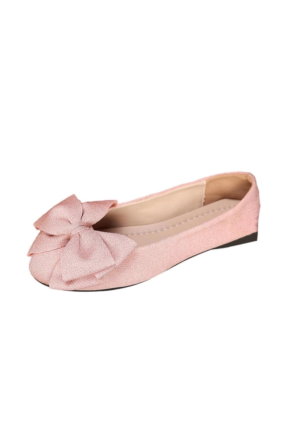 Womens Sparkly Bow Ballet Flats Comfortable Slip-On Velvet Flats for Women Casual Office Wear Blush Pink,Size 39