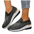 thumbnail image 1 of Womens Sparkly Butterfly Rhinestones Platform Wedge Walking Shoes Bling Fall Knit Slip on Socks Casual Tennis Work Loafer Sneakers, 1 of 7