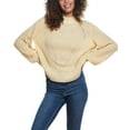 thumbnail image 1 of Womens Sparkly Open Back Balloon Sleeves Mock Neck Sweater Light Beige M, 1 of 1