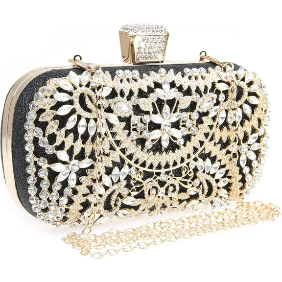 Womens Sparkly Rhinestone Crystal Clutch Bag Glitter Sequin Bridal Purse Evening Handbag for Wedding Party Prom