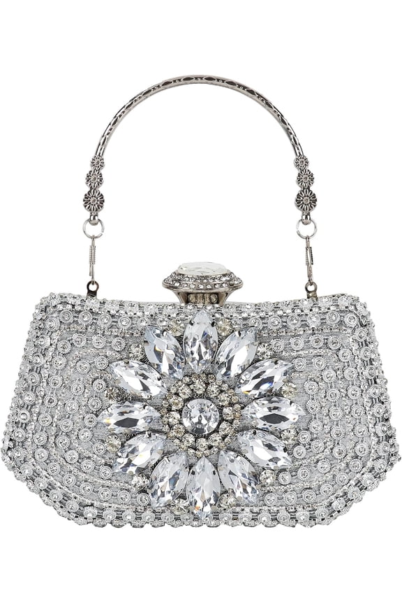 Womens Sparkly Rhinestone Crystal Clutch Glitter Sequin Evening Bag Purse Handbag for Bridal Wedding Party Prom