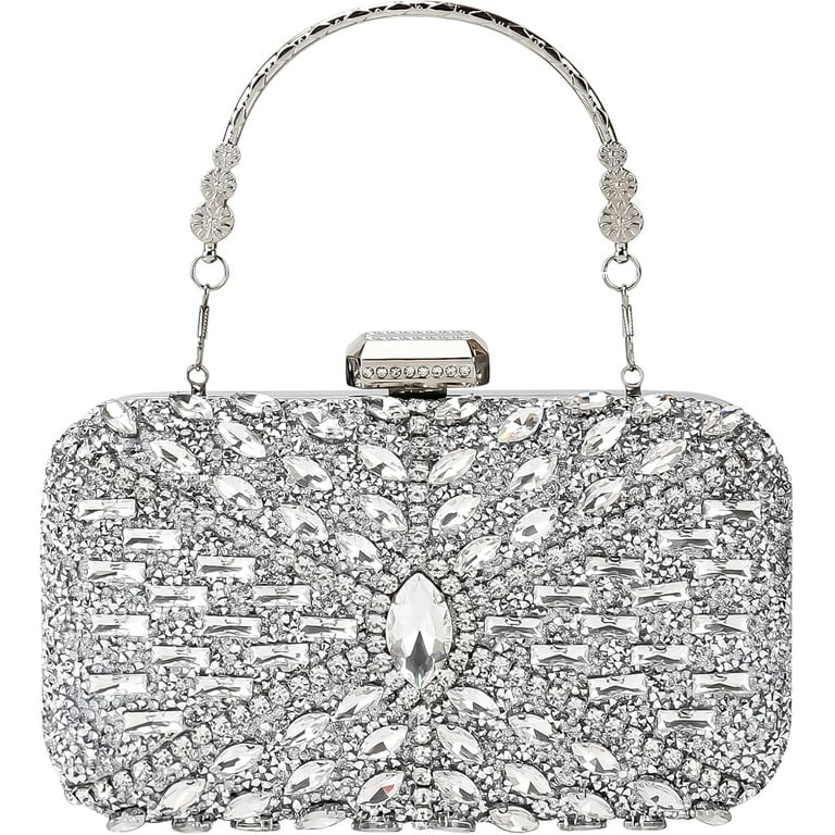 Womens Sparkly Rhinestone Sequin Glitter Bag Clutch Evening