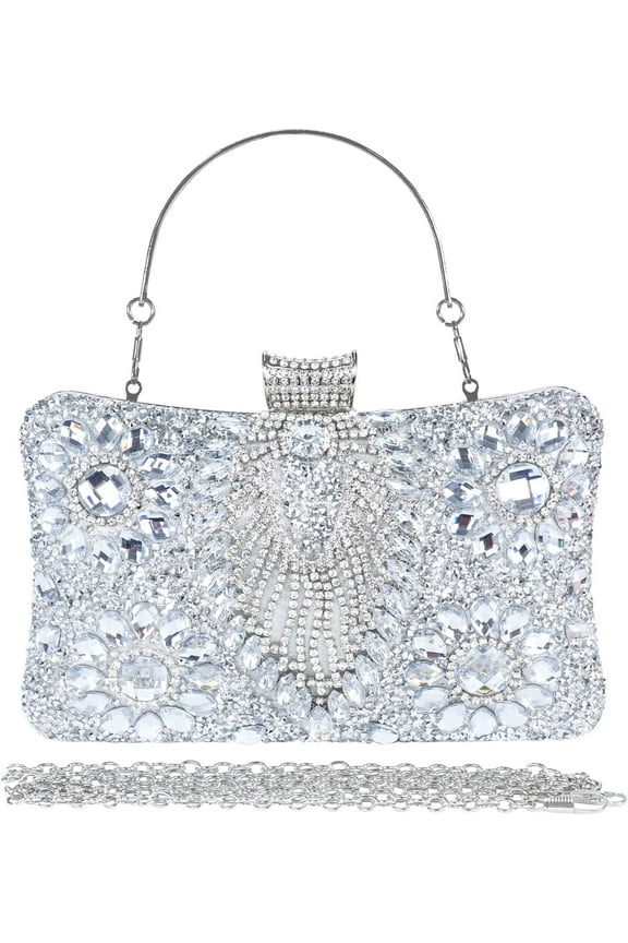 Womens Sparkly Rhinestone Sequin Glitter Bag Clutch Evening Handbag Shoulder Bags Purse for Wedding Party Prom
