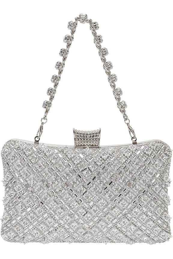 Womens Sparkly Rhinestone Sequin Glitter Bag Clutch Evening Handbag Shoulder Bags Purse for Wedding Party Prom