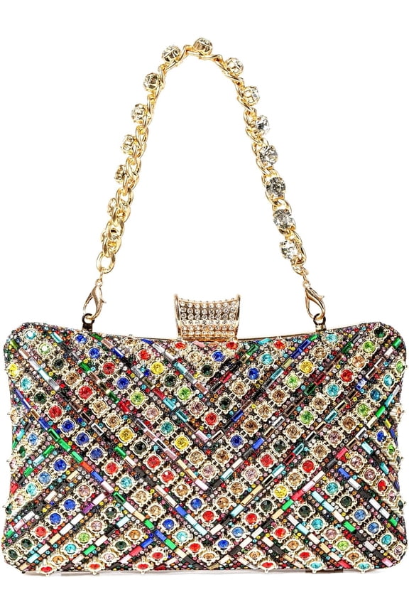 Womens Sparkly Rhinestone Sequin Glitter Bag Clutch Evening Handbag Shoulder Bags Purse for Wedding Party Prom