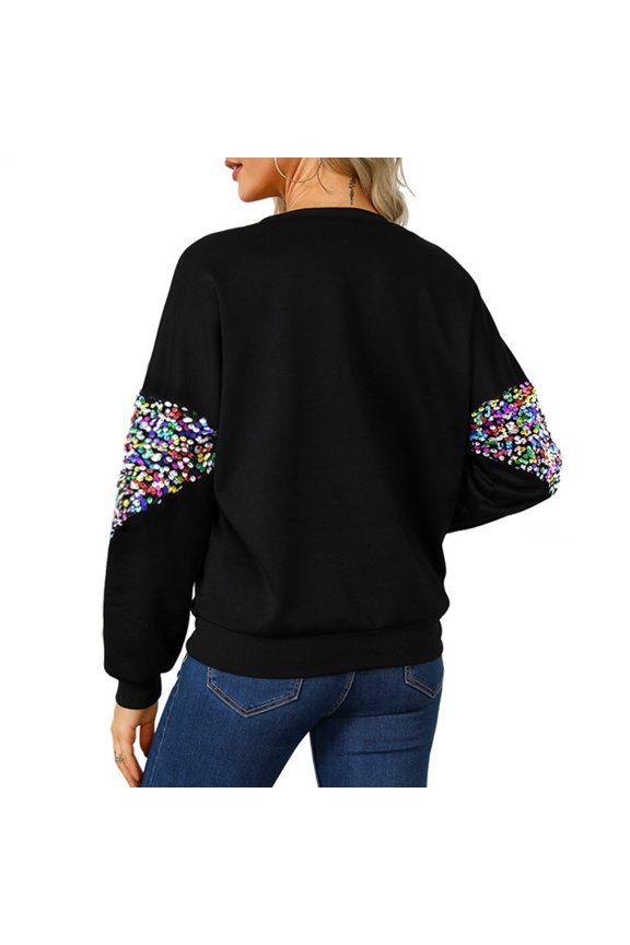 Womens Sparkly Sweatshirt Colorful Sequin Fashion Pullover Sweatshirts Casual Crew Neck Tops for Party Club kindly
