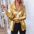 thumbnail image 1 of Womens Sparkly Top Long Sleeve Lapel Blazer Jacket Sequin Sparkle Dressy Blazer for Women Color Gold Size S, 1 of 5
