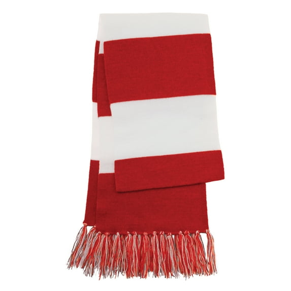 Womens Spectator Fringed Acrylic Scarf True Red/ White