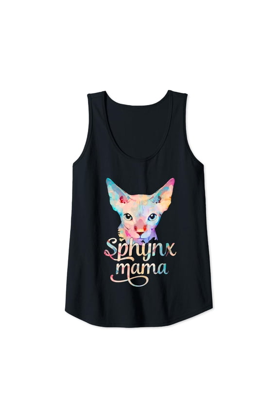 Womens Sphynx Cat Mom Gift Tank Top Size S-3XL