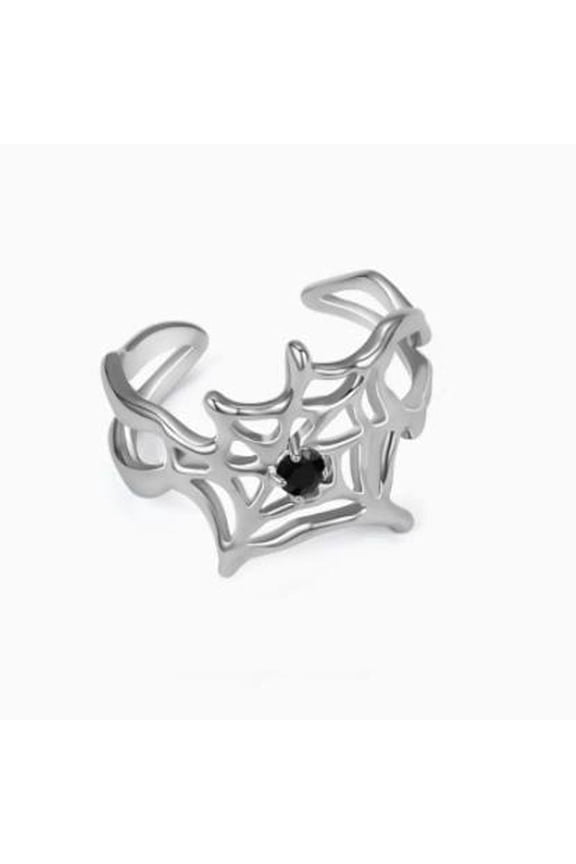 Womens Spider Web Ring Copper Insect Design Inlaid Zircon Adjustable Personality Fashion Rings