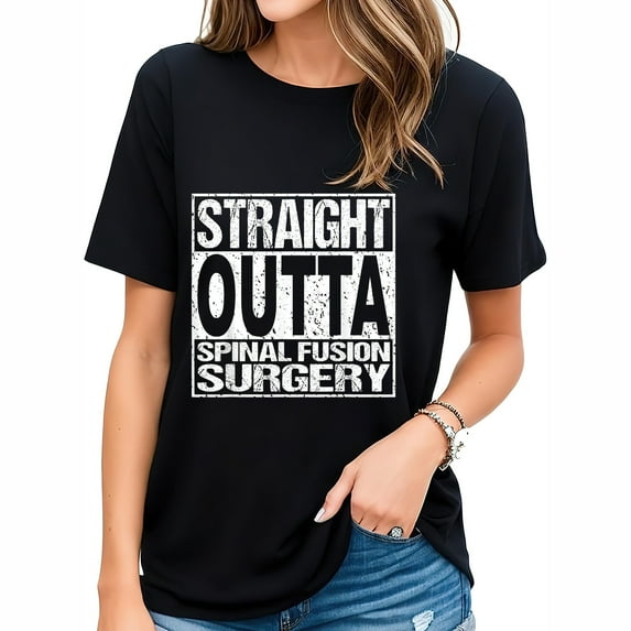 Womens Spinal Fusion Surgery TShirt Lumbar Spine Back Recovery Gift Black