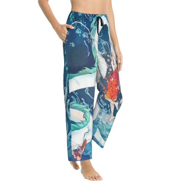 Womens Spirited Awa Pajama Pants Soft Lightweight Pajama Pants Cartoon Pajama Bottoms
