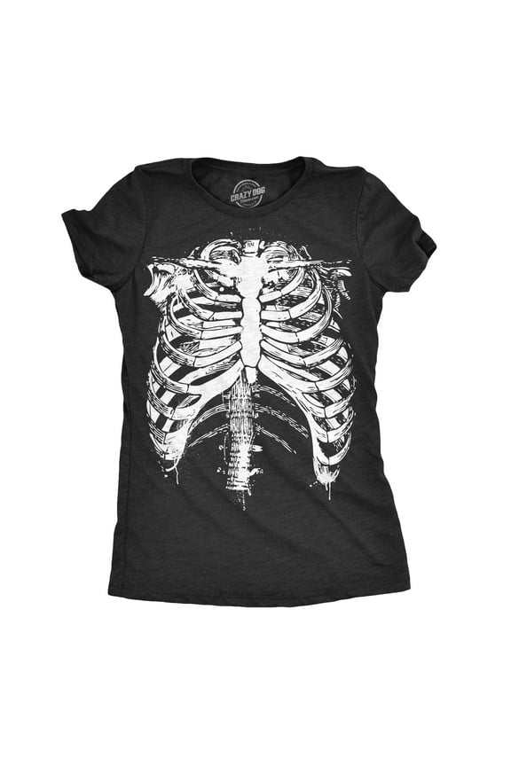 Womens Splattered Rib Cage T Shirt Cool Skeleton Halloween Costume Tee for Ladies Womens Graphic Tees
