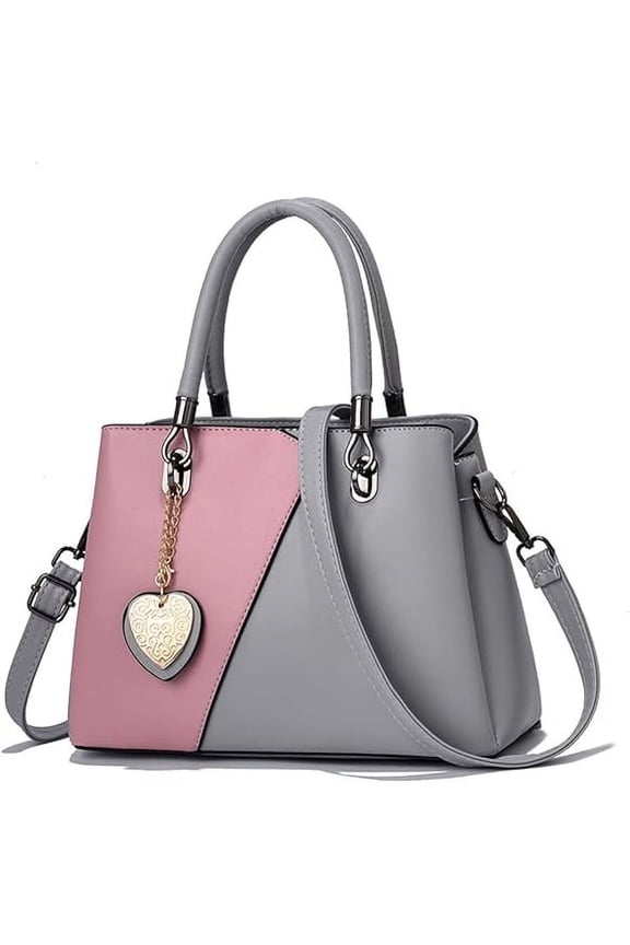 Womens Spliced Color Blocked Handbag 3 Zippered Compartments Handbags For Women Satchel Shoulder Ladies Bags