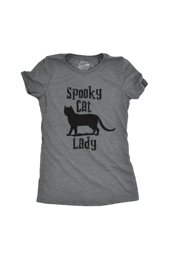Womens Spooky Cat Lady T Shirt Funny Black Cat Halloween Tee Womens Graphic Tees