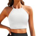 thumbnail image 1 of Womens Sport Bra Bikini Tops Racerback Swimsuit High Neck Bathing Suit Crop Swim Tops Only No Bottom White S, 1 of 8